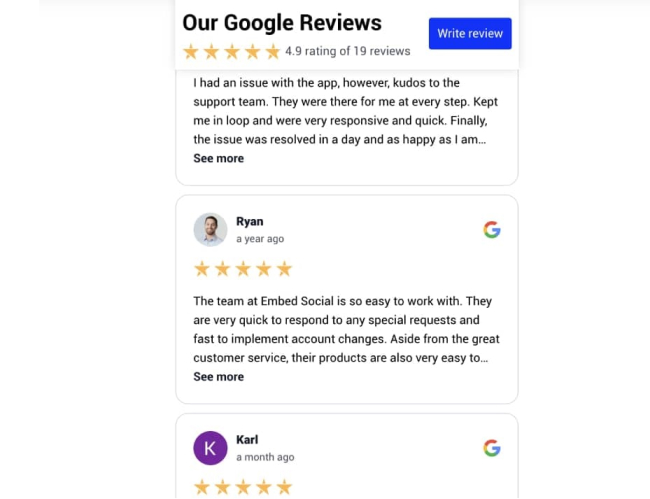 Vertical Autoplay Google Reviews